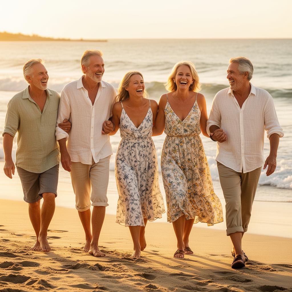 Happy, healthy adults enjoying the beach in Delray Beach